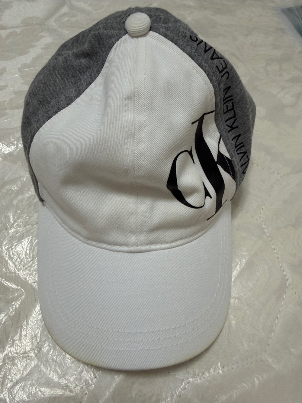 Kids Calvin Klein Jeans White & Gray CK Logo Baseball Cap